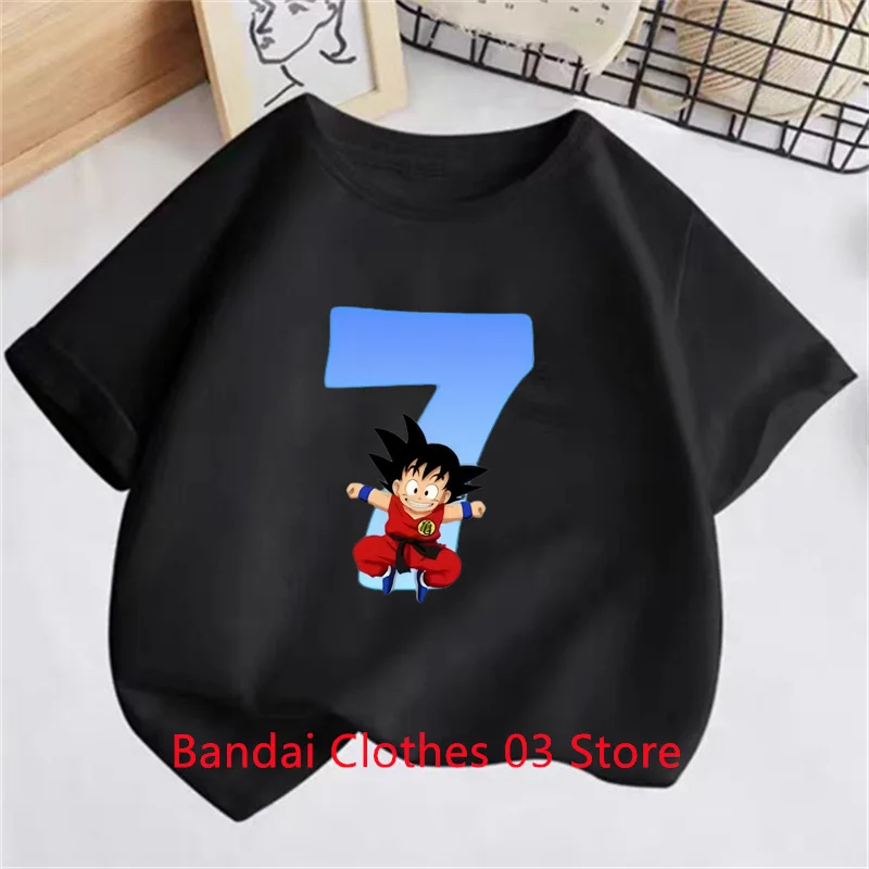 

Anime Goku Birthday Number 1-9 year T-Shirt Dragon Ball Z Kids T-Shirts Casual Sporty Short Sleeves Tops Baby Clothes