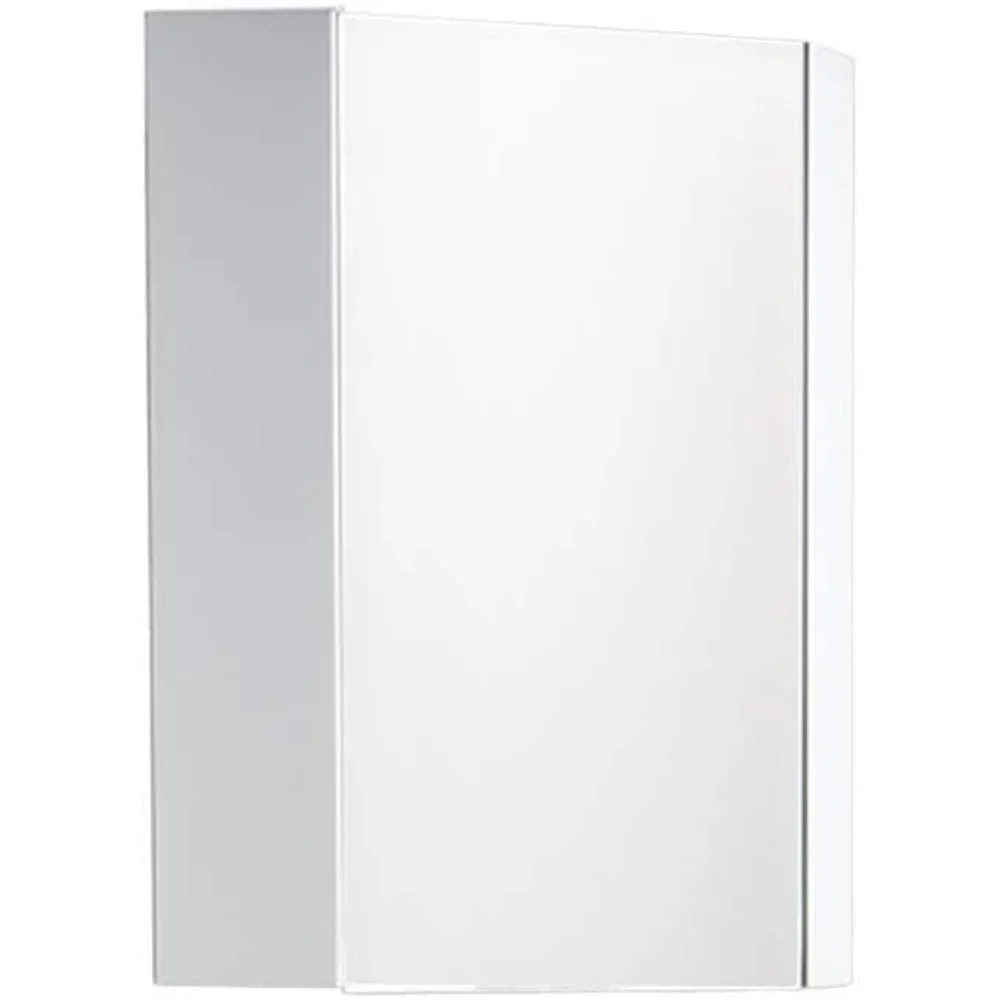 Mirror Cabinets, 18" Corner Medicine Cabinet with Mirror Door, White, 17.75"D X 17.75"W X 23.5"H, Mirror Cabinets