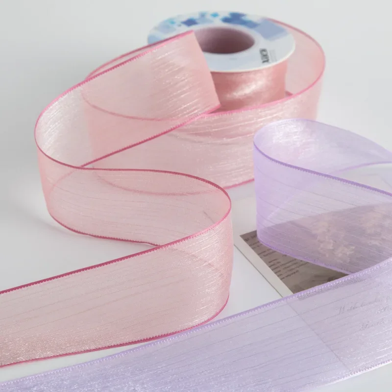 Gold Embossed Silk Snow Yarn Ribbon Bouquet Packaging Accessories Diy Bow Practical New Decorative Ribbon