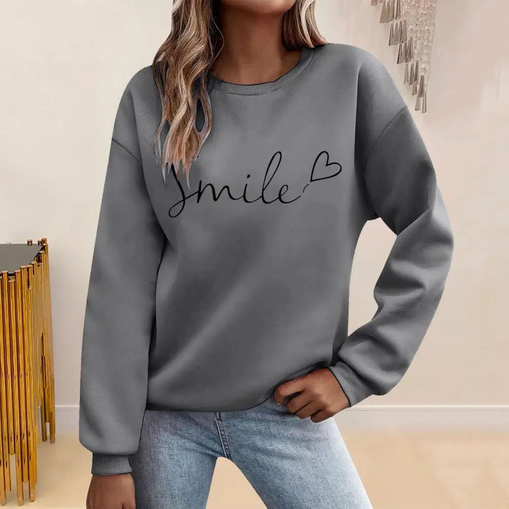 

Women's Sweatshirt O Neck Mid-length Loose Solid Color Top With Elastic Cuffs And Hip Hop Pullover With Hem