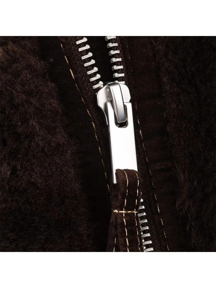 겨울 여성 패션 루즈 퍼 가죽 원피스 코트 가을 신상 터틀넥 칼라 더블 포켓 루즈핏 지퍼 재킷