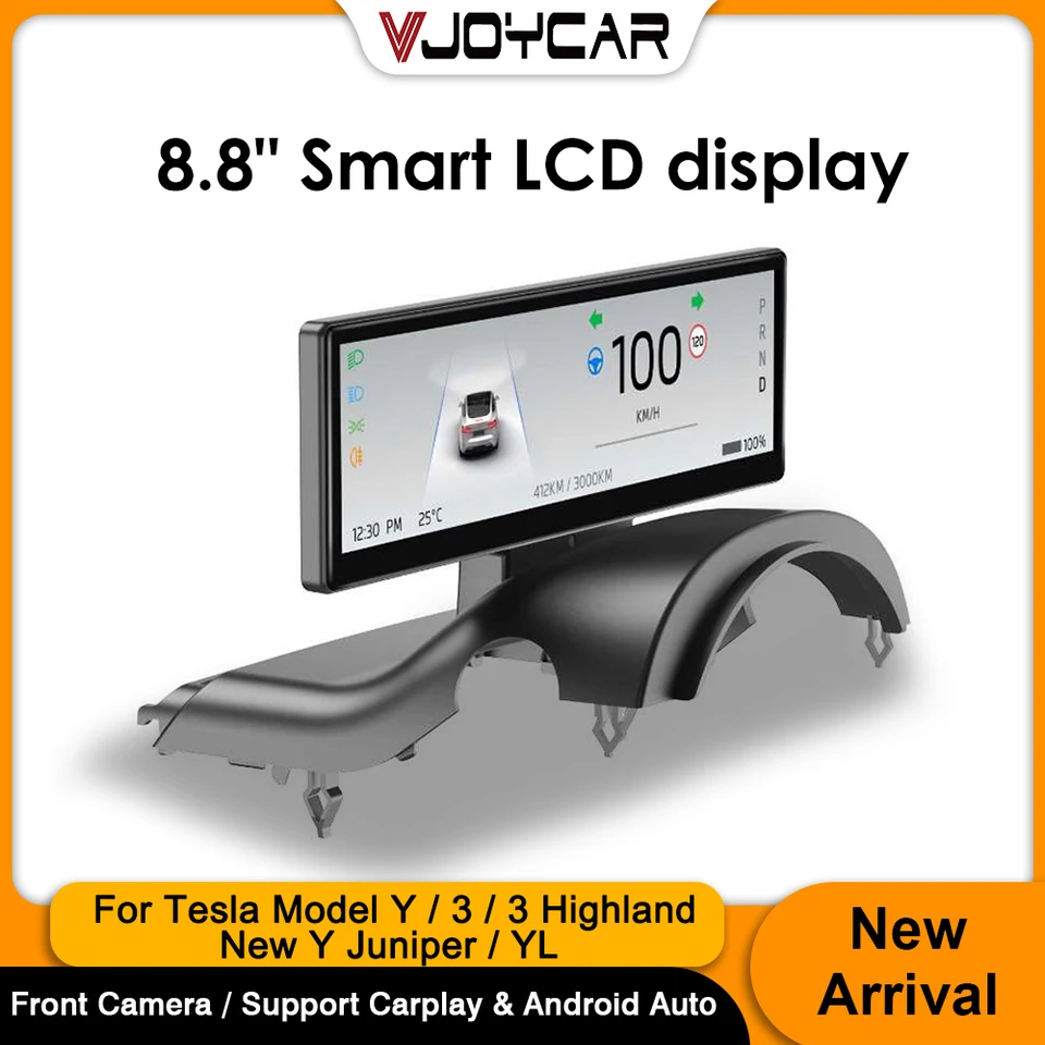 Vjoycar 8.8인치 스마트 대시보드 스크린 디스플레이 모델 3 Y 테슬라 신형 Y 주니퍼 3 하이랜드 YL용 카플레이 및 안드로이드 오토 지원 썸네일 7