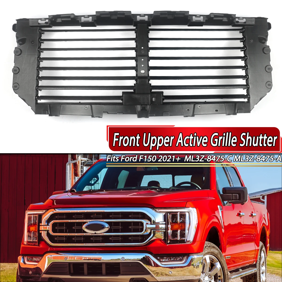 For 2021-23 F150 Ford Upper Radiator Grille Air Shutter Control ABS ML3Z-8475-A