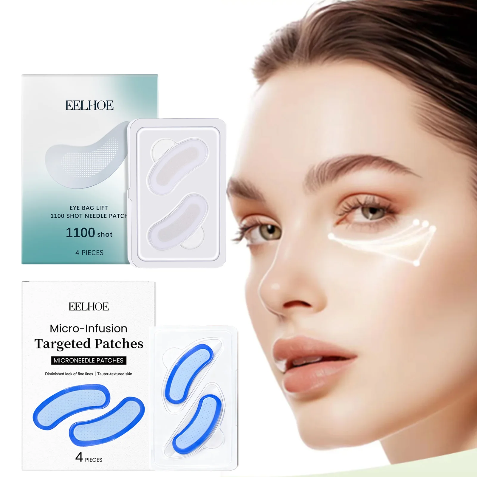 0.3mm Microneedle Eye Patches Mask Anti-Wrinkle Fade Eye Fine Lines Dark Circles Revitalizing Firm Moisturizing Retinol Eye Mask