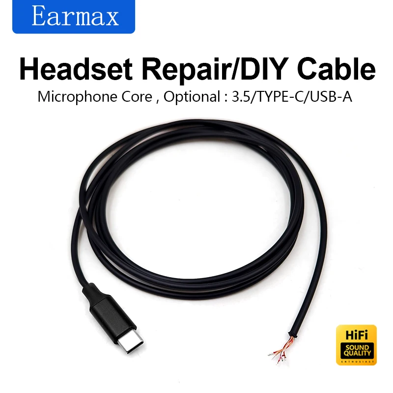 TYPE-C USB-C Headphones With Microphone Repair 3.5mm Replace 5-Core Pure Copper USB-A Computer Gaming Earphone Cable