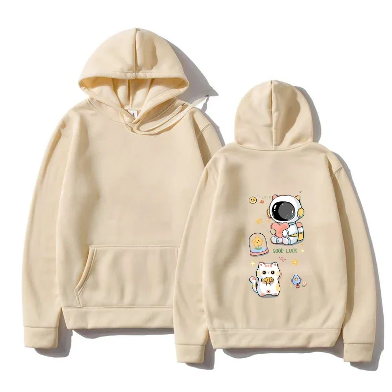 Astronaut Space Cute Cartoon Printed Hooded Women Prevalent Fashion Hoodies Casual Loose Sweatshirt Female Classic Streetwear