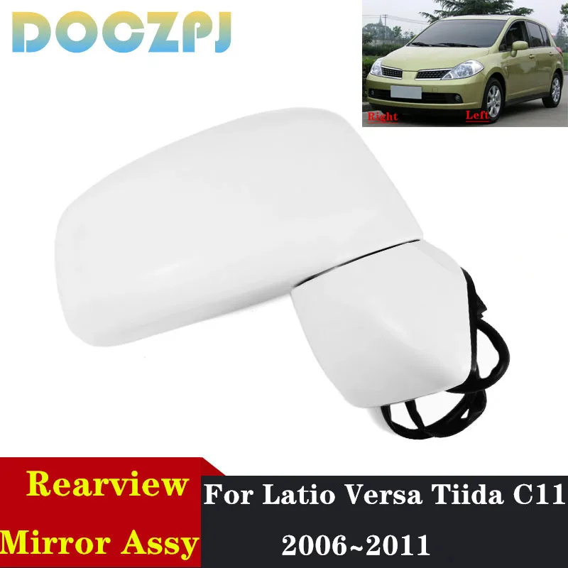 Car Outer Rearview Mirror Assy For NISSAN LATIO VERSA TIIDA C11 2006~2010 Without Auto Folding Base Color