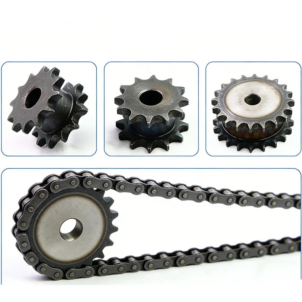 1Pcs 45# Steel 6-Pitch Fake Double Row Dual-Drive Sprocket 10/12/13/14/15/16-30 Teeth 12A Specification for Mechanical Equipment