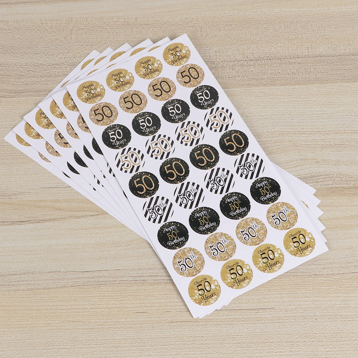 

216Pcs Birthday Sticker 50th Birthday Decorative Party Favor Candy Packaging Decals Creative Design Photo Stickers