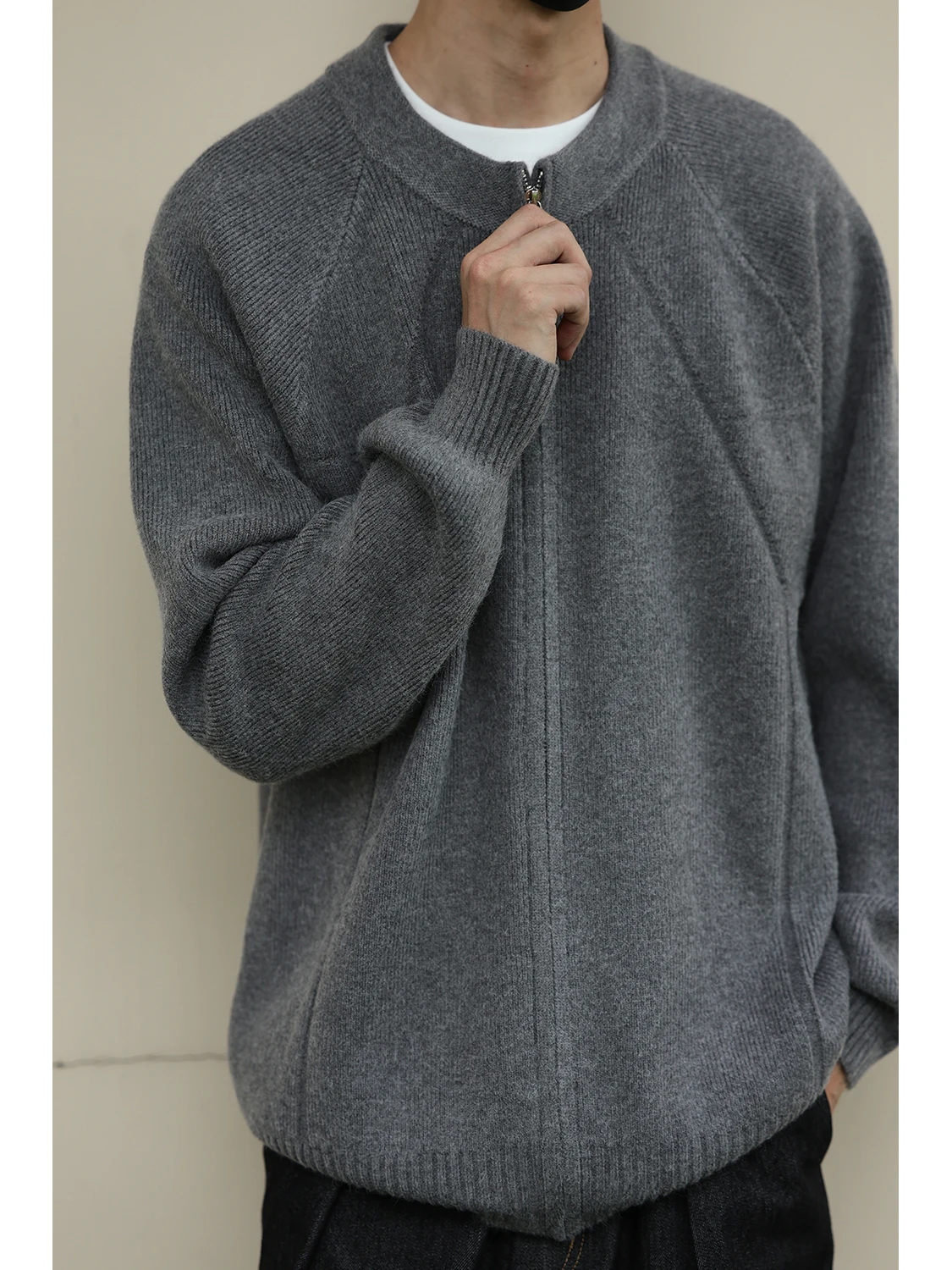 

Ретро японский вязаный открытый кардиган, свитер, мужской осенний новый свободный повседневный универсальный топ на молнии с воротником-стойкой, мужская мода