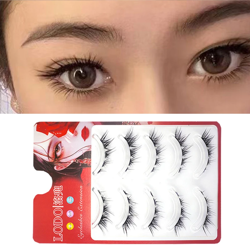 5 Pairs 3D Natural False EyeLashes Cat Eye Eyelashes Fluffy Soft Cross Manga Eyelashes Extension Winged End Eye Elong Lashes New