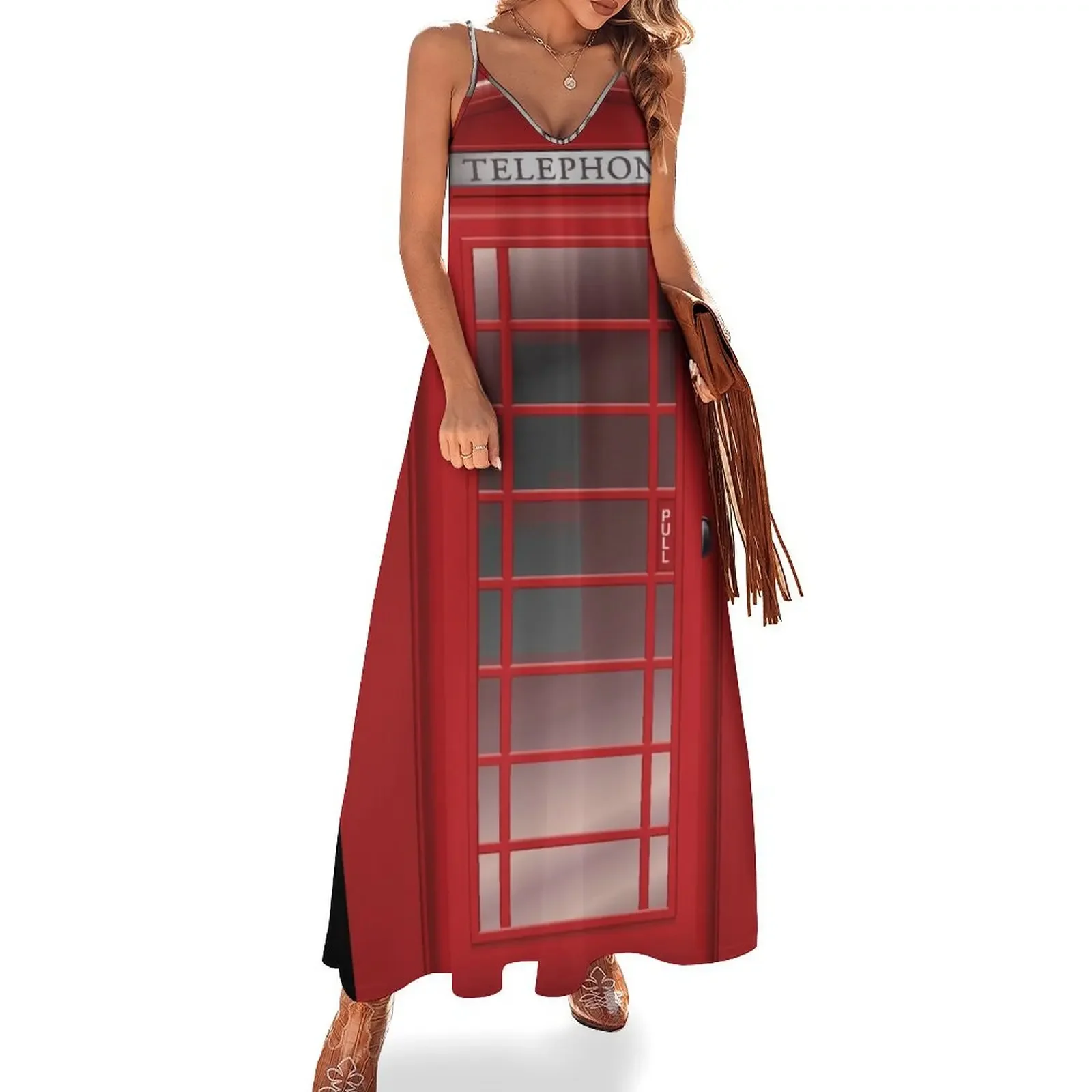 

London Red Phone Booth Box Sleeveless Dress Dresses gala women's evening dresses