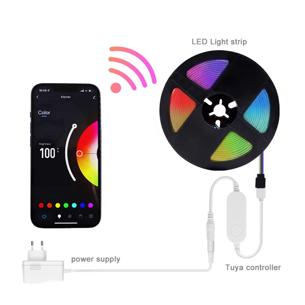 

Контроллер светодиодной ленты Zigbee Wi-Fi CCT RGB, диммер для светодиодных лент, управление через приложение, голосовое управление Alexa Google Assistant, 5В 12В 24В