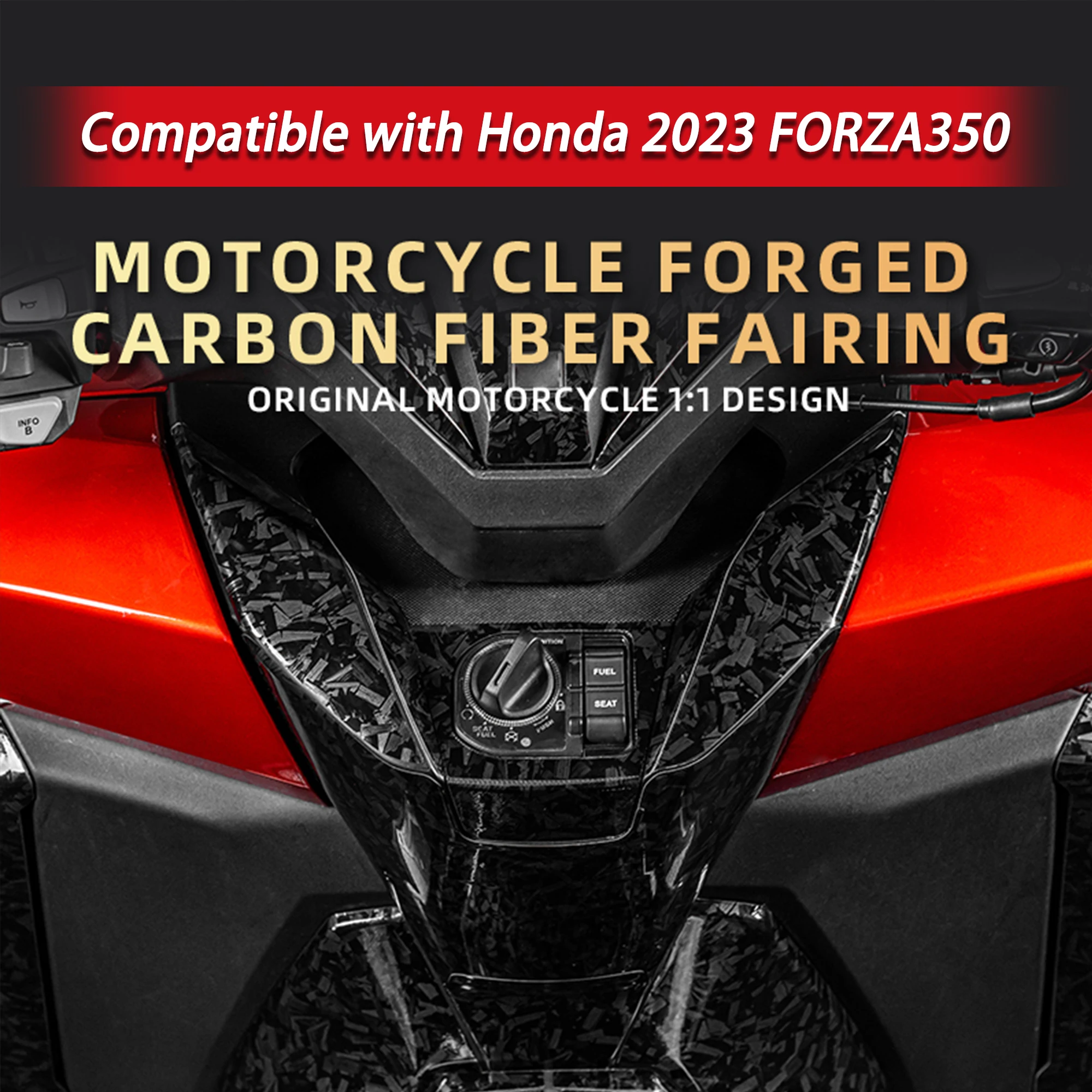 Forged Carbon Fiber Fuel Tank Protector Sticker Compatible with Honda 2023 FORZA350 Waterproof Motorcycle Modification Decal