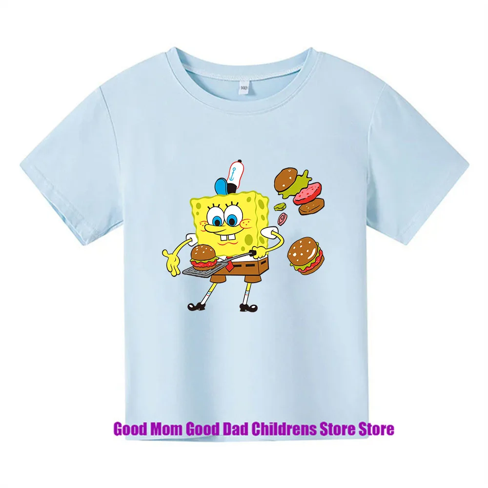 Spongebob Squarepants Summer Childrens Wear Boys And Girls T-shirt Top Cartoon Anime Print Children's Sportswear t shirt  boys