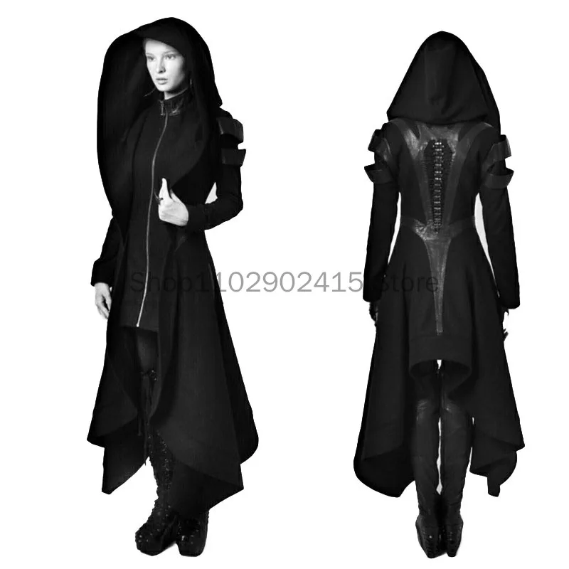 2023 New Women Vintage Steampunk Victorian Gothic Coat Jacket Lace Trim Bandage Medieval Halloween Cosplay Costume