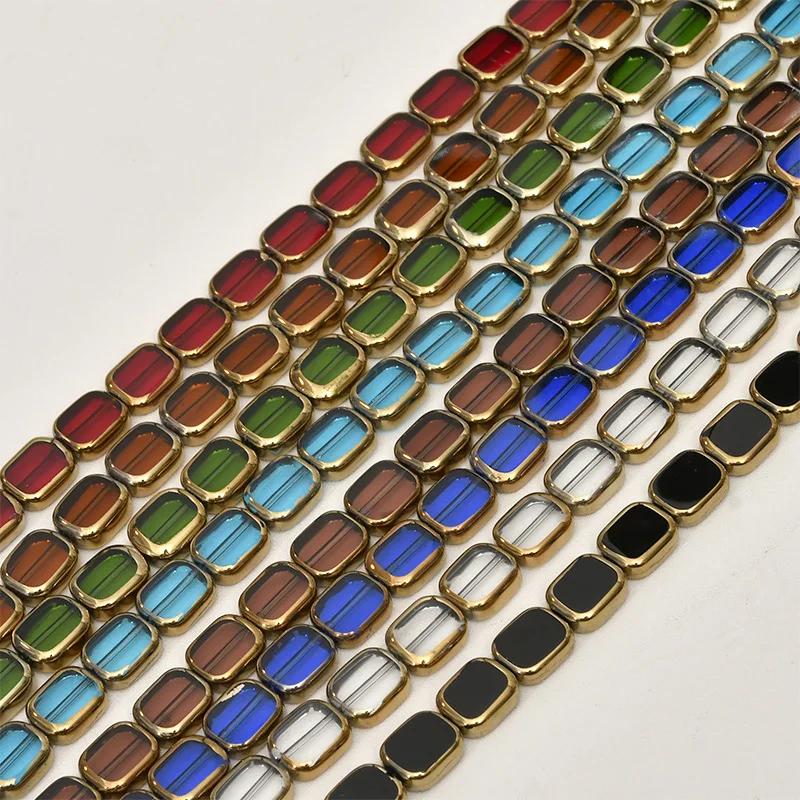 28PCS  9x11mm Retro Rectangle Glass Beads for Jewelry Making Bracelet Necklace Supplies Findings Glass Charms Accessories