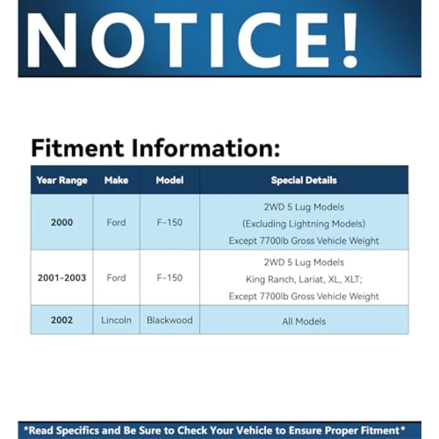 Front Brake Kit for 2WD 2000-2003 Ford F-150 2002 Lincoln Blackwood 5 Lugs Ceramic Brake Pads Disc Rotors Replacement Black