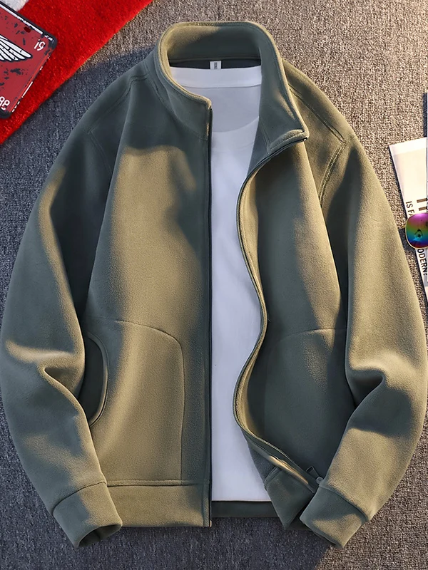 

Двусторонний Fce Jaet, мужской повседневный воротник на молнии, чистый цвет, универсальная американская верхняя одежда в стиле ретро для отдыха, модная верхняя одежда