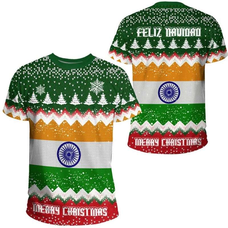 

New 3d Print India Flag T-Shirt For Men Kids Summer Round Neck Short Sleeve Tees Oversized Street T Shirts Tops Male Clothes