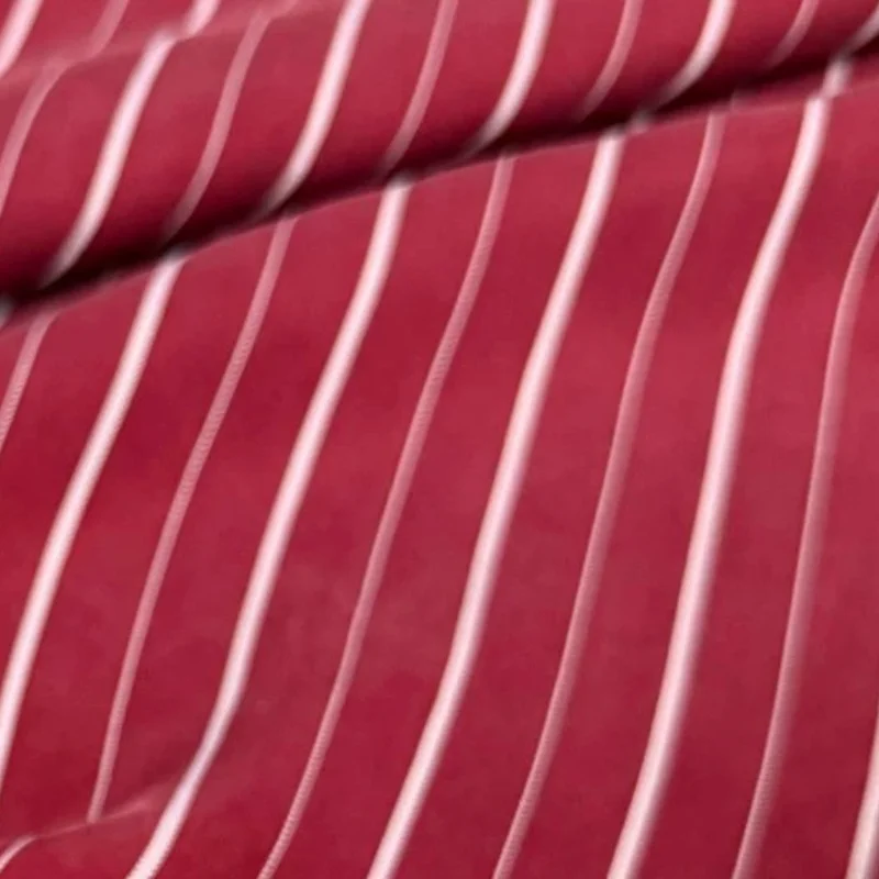 Textile For Sewing - Ткань винно-красная в вертикальную полоску, мягкая,