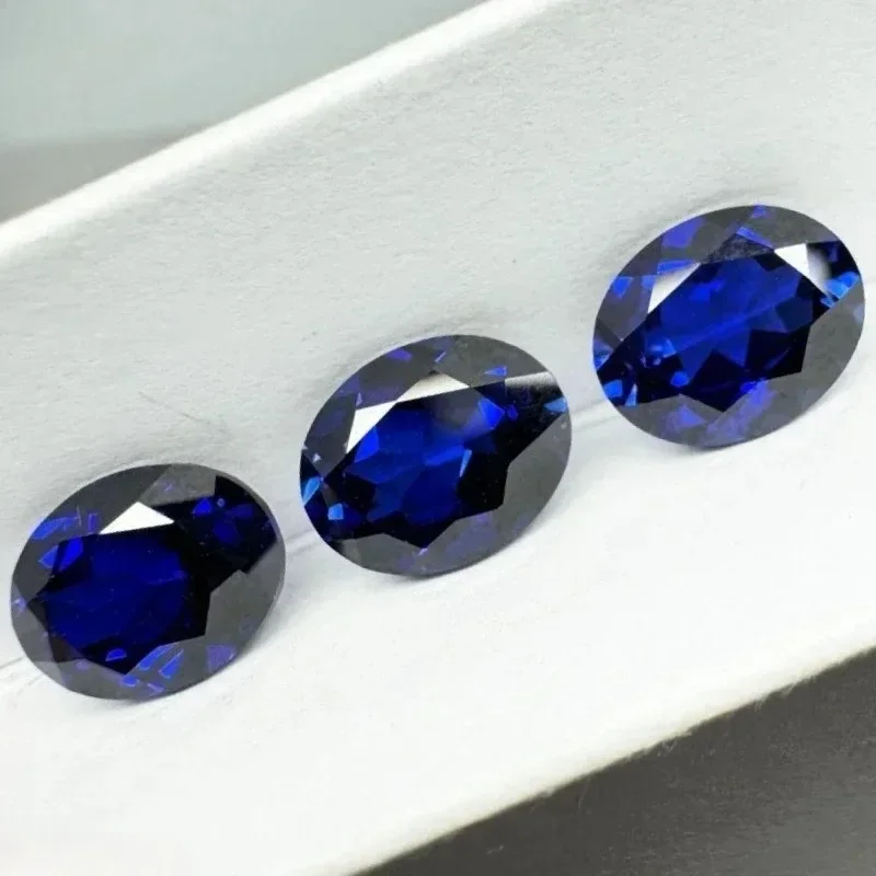 

Premium Loose Blue Sapphire Oval Faceted Cut Test Sapphire Gems for Jewelry Making Collection DIY Mohs Hardness Stone