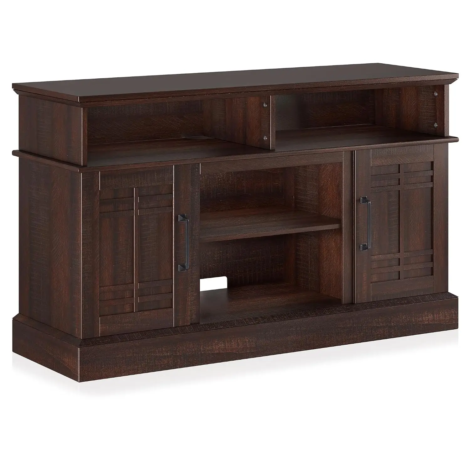 Farmhouse Wood TV Stand & Media Console for 50 Inch TV with Open Storage Shelves & Cabinets 48