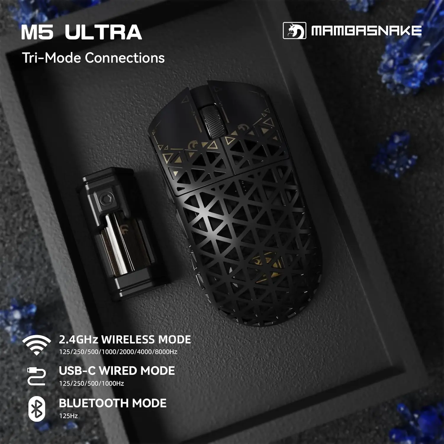 MAMBASNAKE M5 Ultra Carbon Fiber 8000Hz Wireless Gaming Mouse with