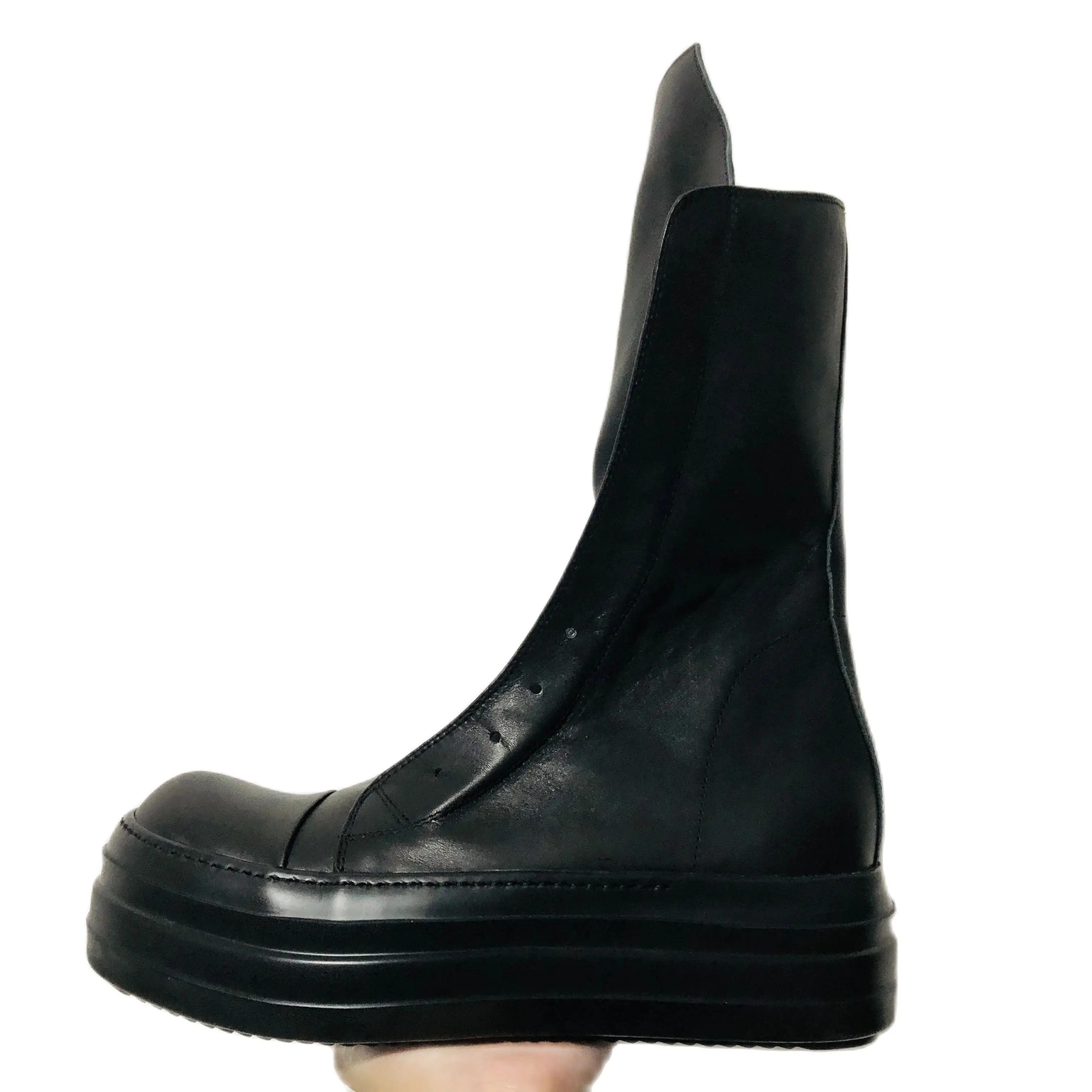 Männer High Top Plateaus tiefel schnüren Reiß verschluss Echt leder Luxus Turnschuhe Turnschuhe High Street Herbst schwarz Designer Schuhe