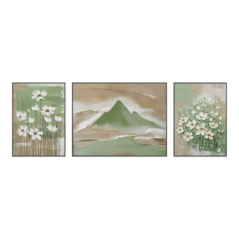 

Modern simple green back with backers, living room decoration painting, sofa background wall mural