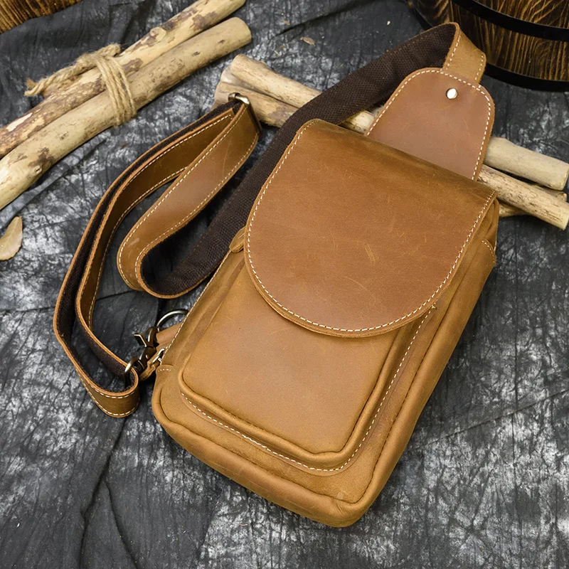Luksusowa designerska męska skórzana torba na klatkę piersiową Prawdziwa skóra bydlęca Męskie torby na klatkę piersiową Crossbody Męska torba na ramię Popularny 2022 — zdjęcie 3