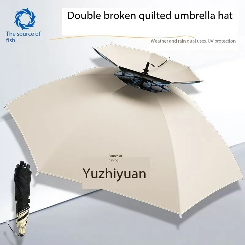 

New Fishing Source: Wild Fishing, Umbrella Hat, Head Mounted Umbrella, Hooded Hat, Double layered Large Sunshade Hat