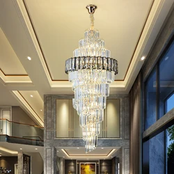 Branch shaped chandelier villa hollow long chandelier duplex staircase light luxury exhibition hall lighting crystal light