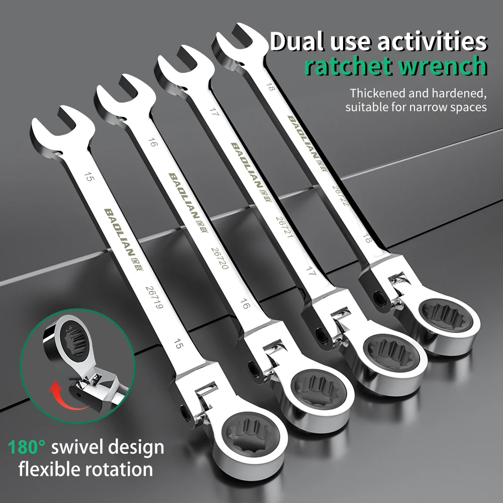 6-10mm Automatic Fast And Labor-Saving Dual-Use Open-Ended Universal 72-Tooth Ratchet Wrench Movable Head Open Plummer