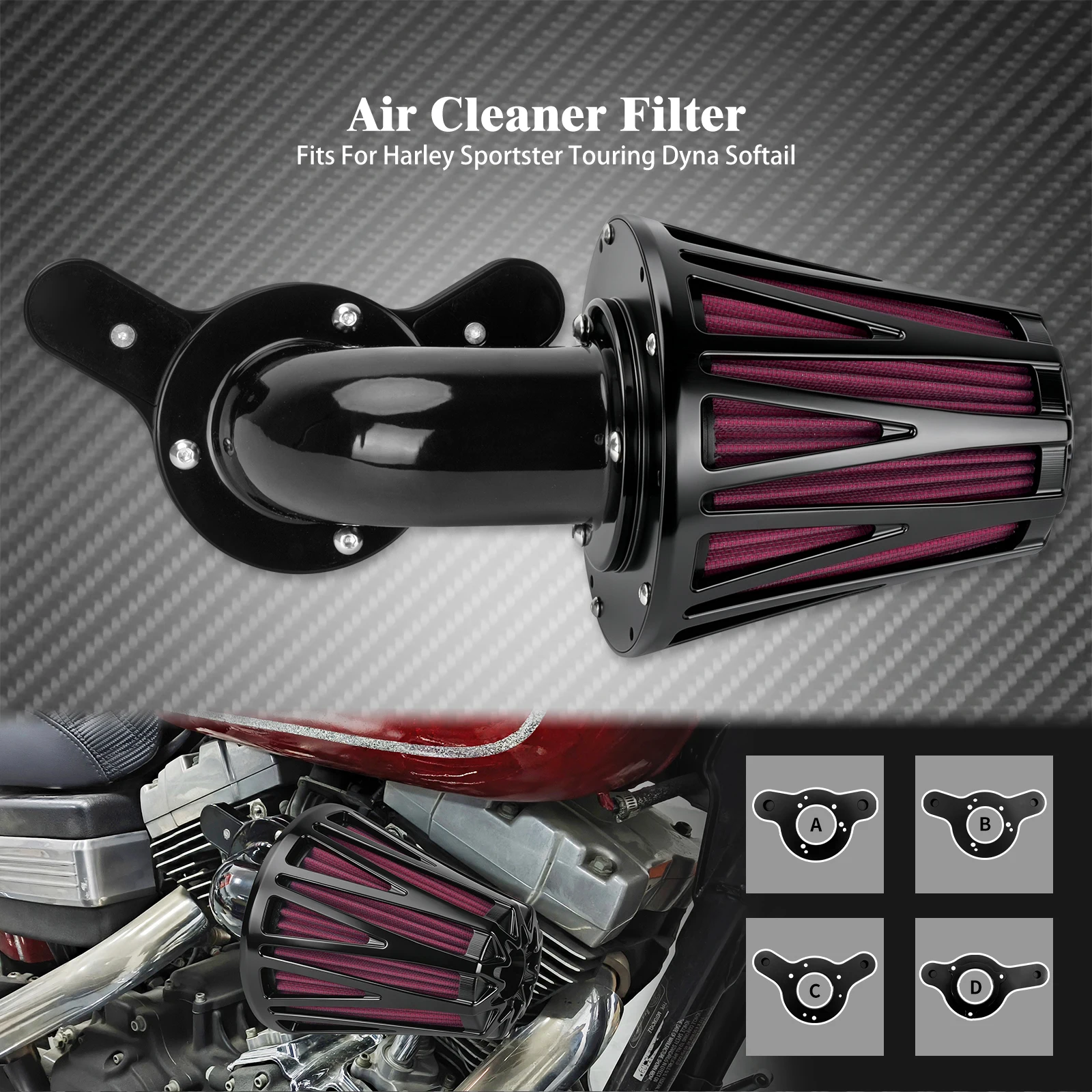 Motorcycle Air Cleaner Intake Air Filter Red For Harley Sportster XL Softail Touring Dyna Road Street Electra Glide FXBB