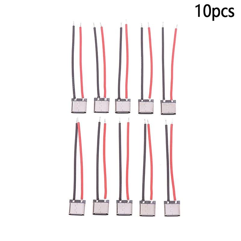 10Pcs USB Type-C 2P Welding Wire Female Connector Cable For Mobile Phone Electric Toothbrush Charging Type-C Female Connector