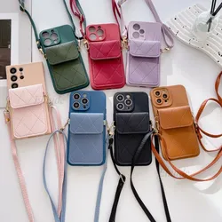 Wallet Strap Case for Samsung Galaxy A17 A37 A57 A56 A54 A55 A35 A36 A16 A34 A27 A15 Crossbody Lanyard Neck Leather Bag Cover