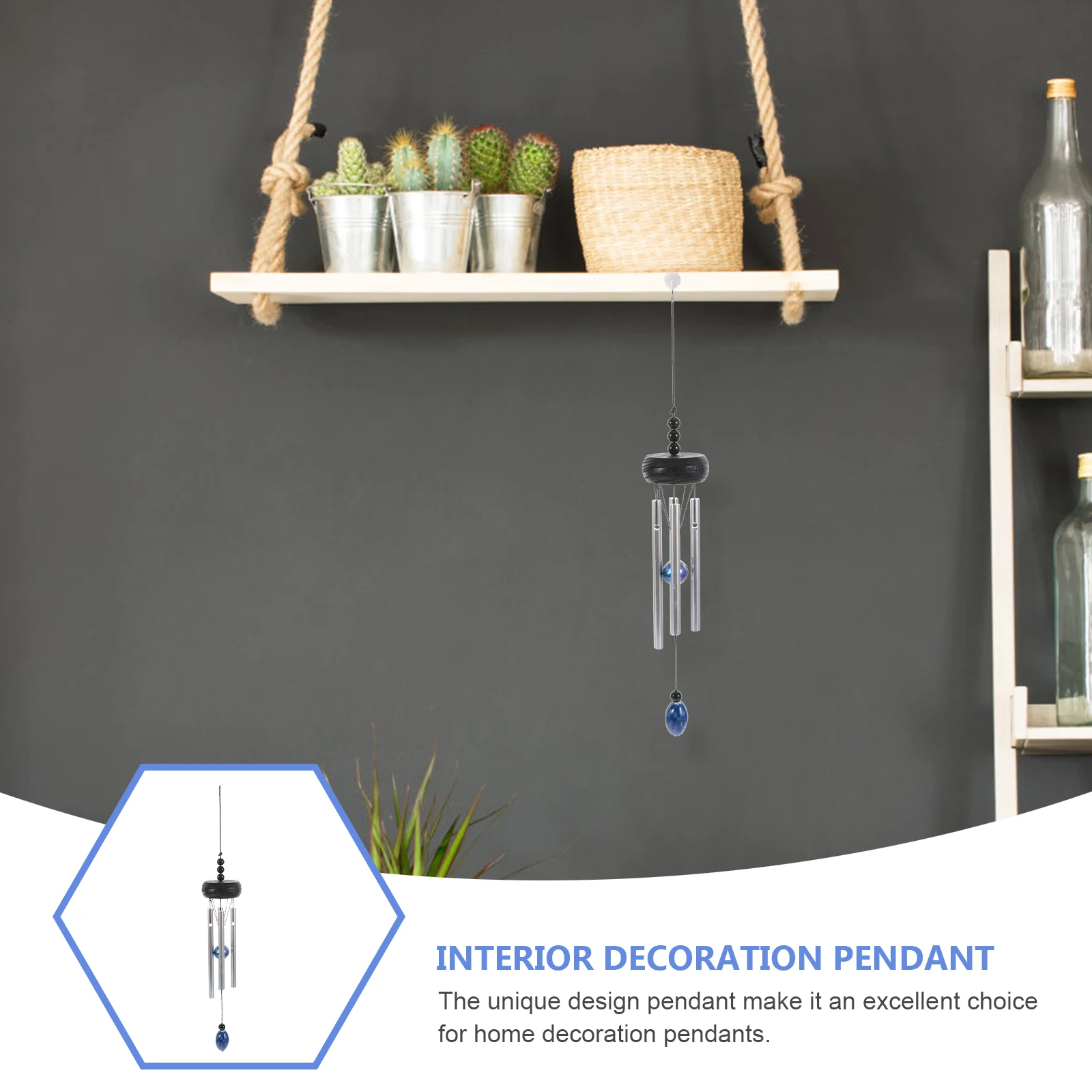 

4 Tubes Chime Pendant Aluminum Wooden Decor Bell Hanging Ornament For Balcony Yard Bedroom Window Outdoor Wind Bell