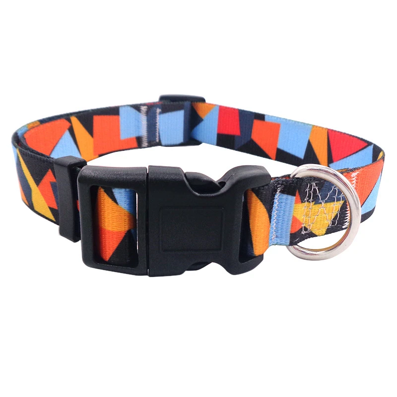 Geometry Color Large Sized Dog Collar for Shepherd Durable Outdoor Dog Harness Accessories Personalized Neck Wear Pet Products