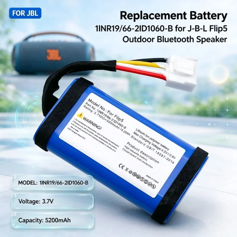 Replacement Battery 1INR19/66-2ID1060-B for J-B-L Flip5 Outdoor Bluetooth Speaker