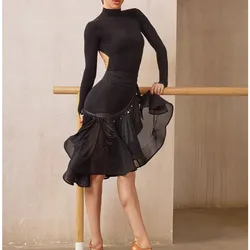 Latin Dance Dress Black Leopard Latin Skirt Latin Leotard Latin Dress Dress Rumba ChaCha Latin Dresses Woman