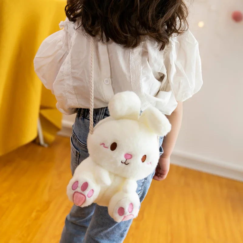 Cute Cartoon Plush Animal Children Backpack Soft Rabbit Messenger Bag Kids Girls Rabbit Shoulder Bag Women's Bag Kid's Gifts