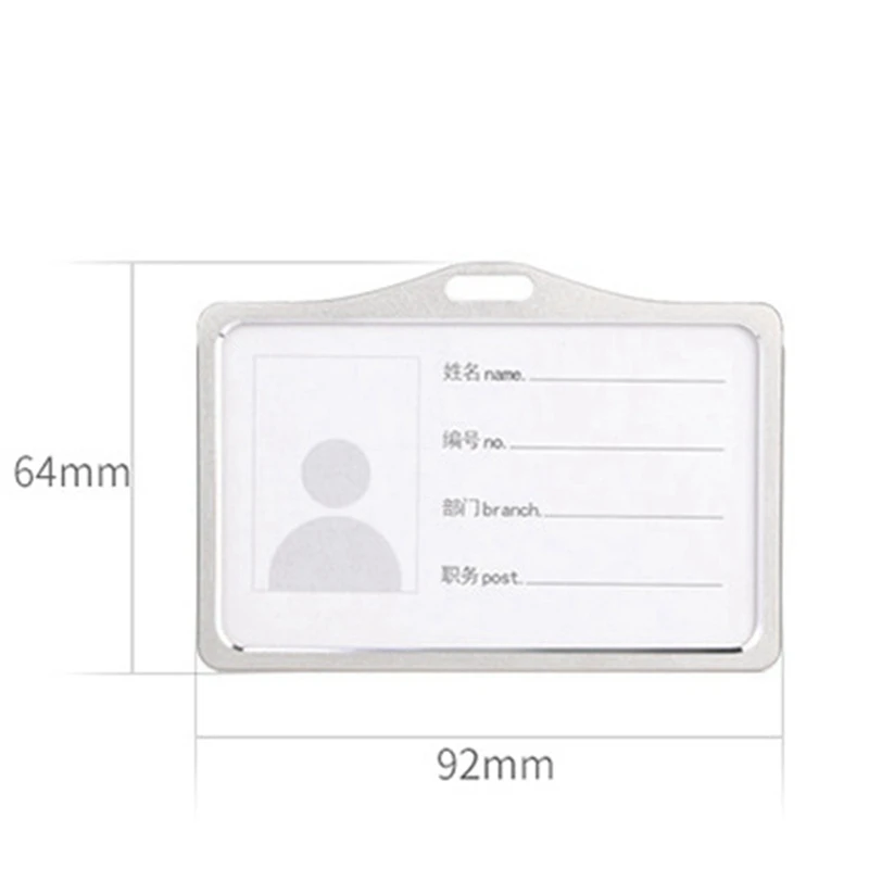 Porte-carte d'identité en alliage d'aluminium de style horizontal avec tour de cou pour femmes et hommes, porte-cartes de travail d'affaires