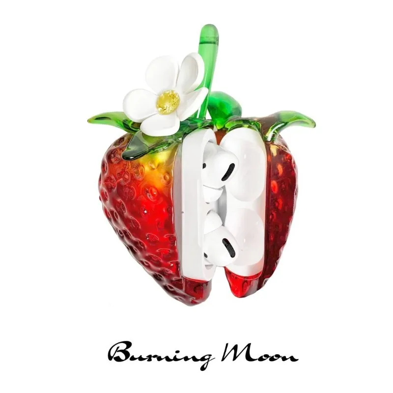 Strawberry Earphone Case for Airpods Pro1/2/3 Airpods4 Custom 3D Printing Resin Translucent Soft Shell Headphone Protective Case