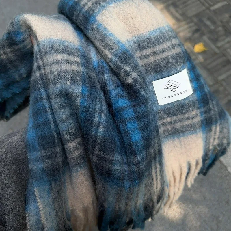 الأرجواني منقوشة وشاح المرأة الخريف والشتاء الغلاف الجوي الكوري سميكة ومحفوظة الدافئة الراقية وشاح شال المد