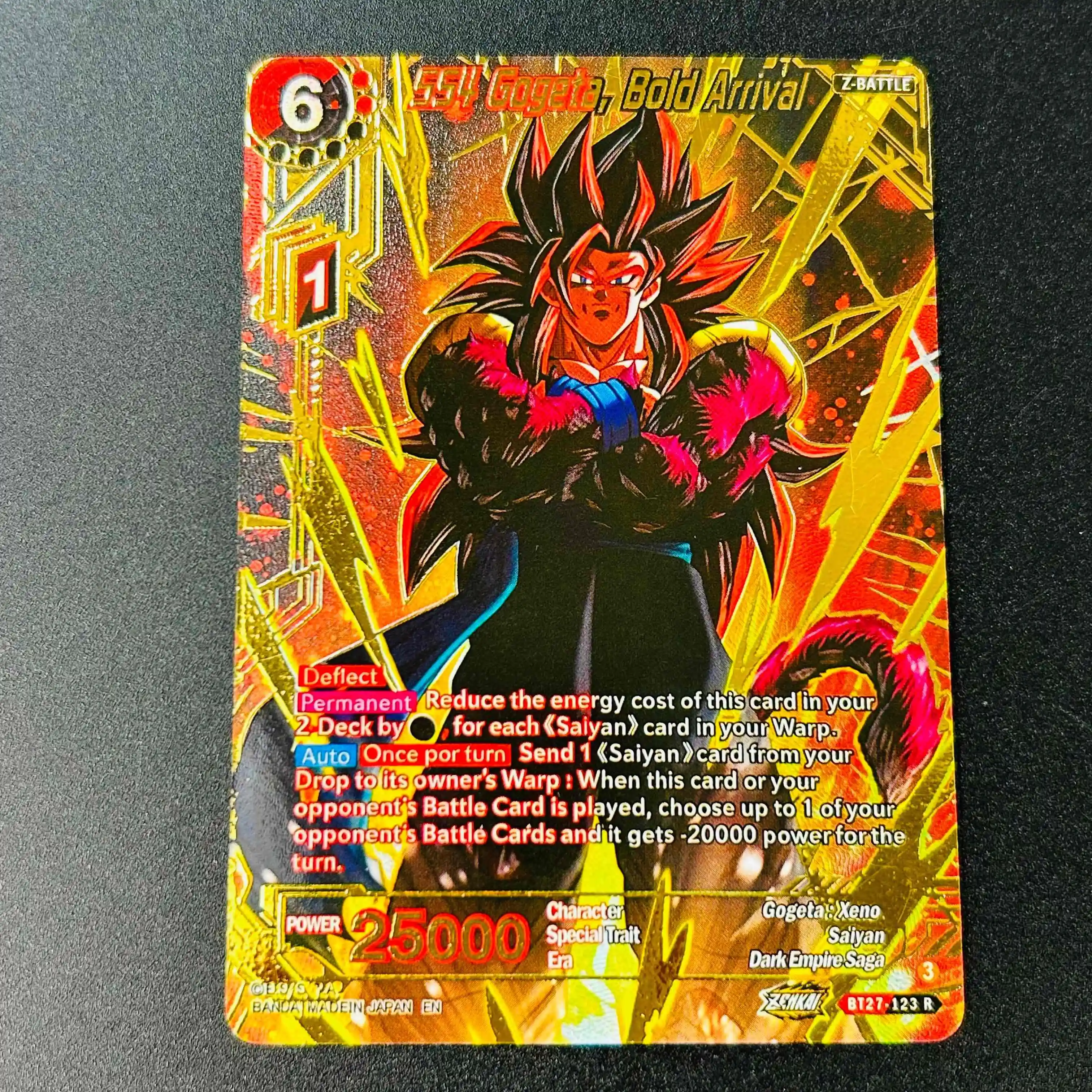 Tarjeta Coleccionable de Anime Dragon Ball Super SS4 Gogeta Bold Arrival Full Art Holo DIY Texturizada Mint Premium