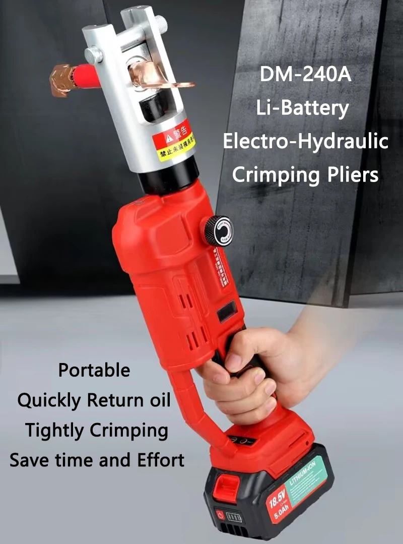 

Electric Hydraulic Wire Terminal Crimping Pliers DM-240A Portable Copper Aluminum Terminal Crimping Machine 10-300mm2