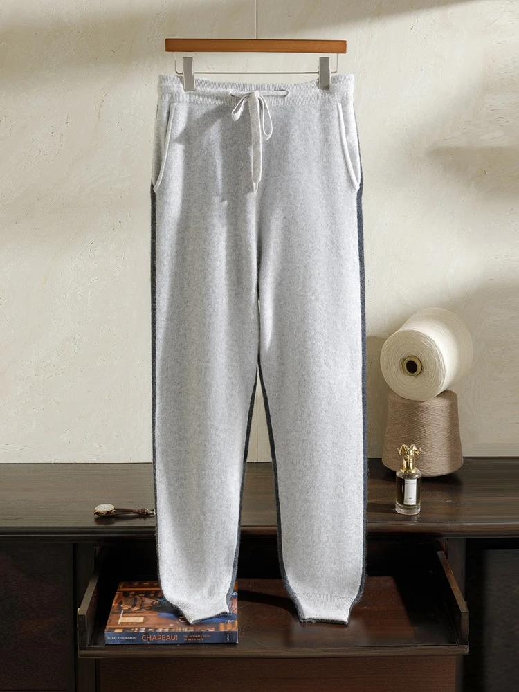 CHICUU Men's 100% Cashmere Hoodie Pullover Pants Set Autumn Winter Thick Heavyweight Cashmere Knit Sweater Jumper Trousers Suit