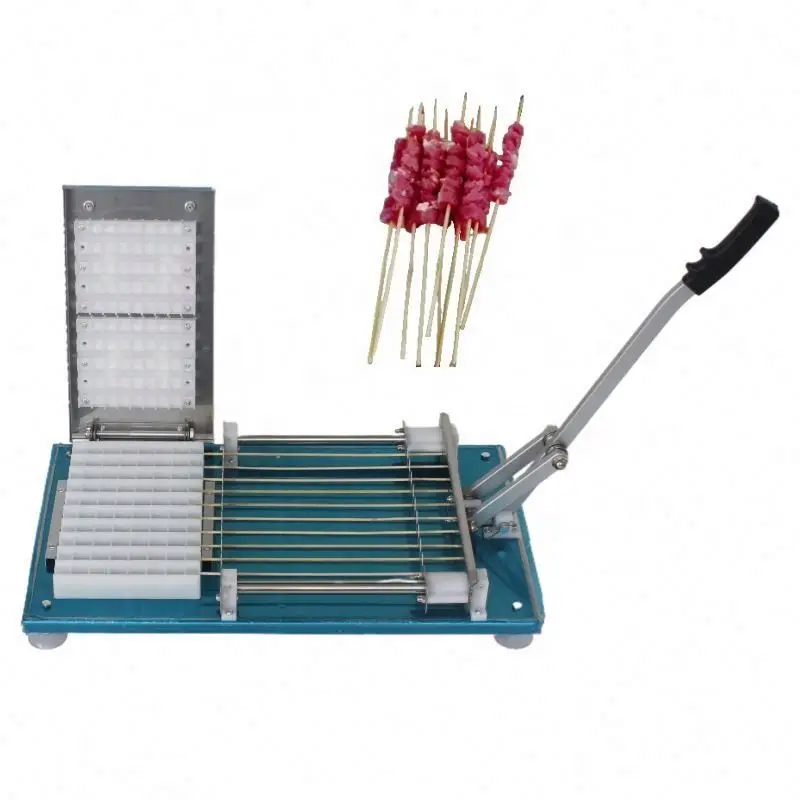 Manual Stainless Steel Skewer Machine BBQ Kebab Meat Stringing for Mutton Lamb Kebab Meat Skewer Making Machine Kebab Machine