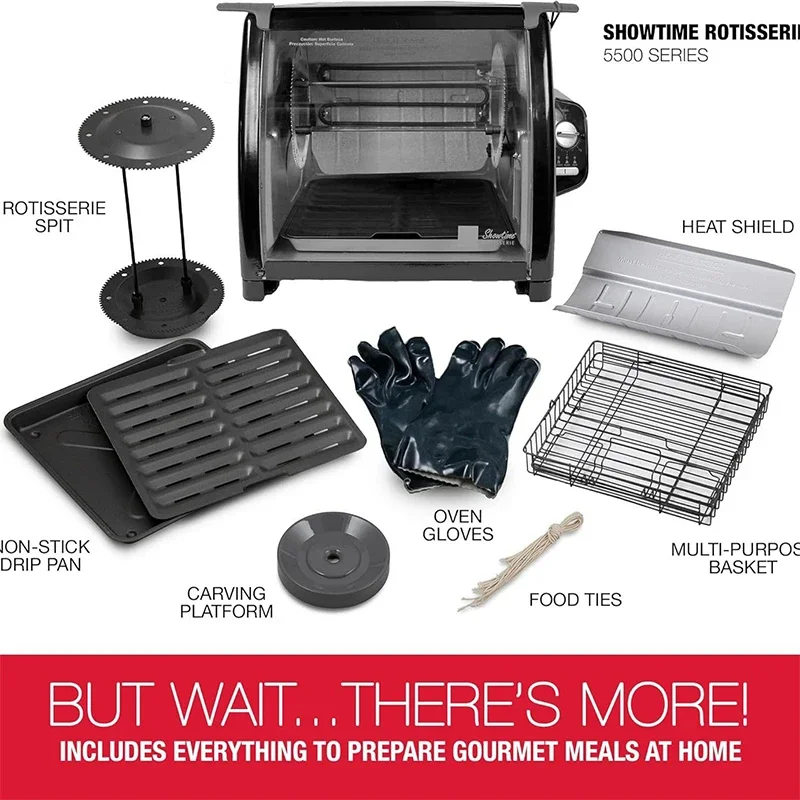 Horno eléctrico 1000W Horno para pollos gran capacidad 25-250 ℃   control de temperatura del perilla del horno doméstico